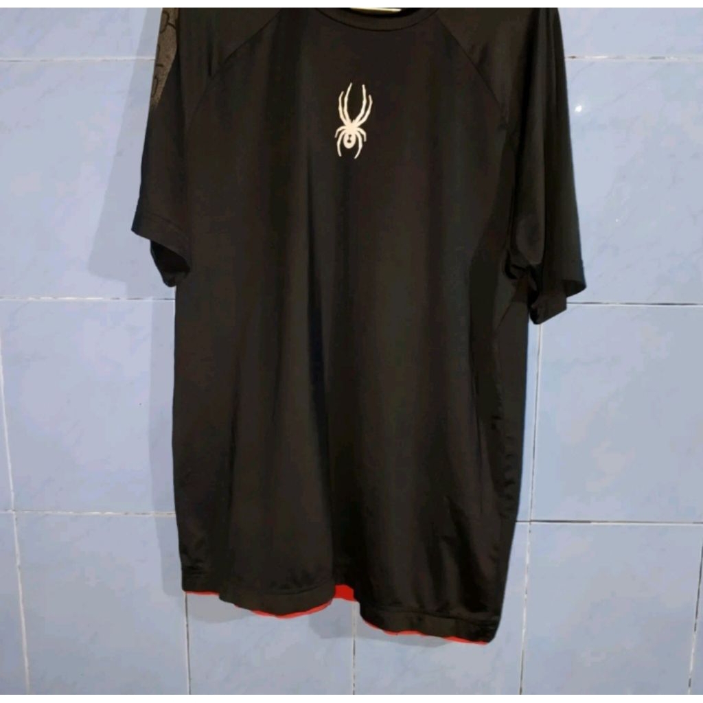 spyder kaos Polyester hitam