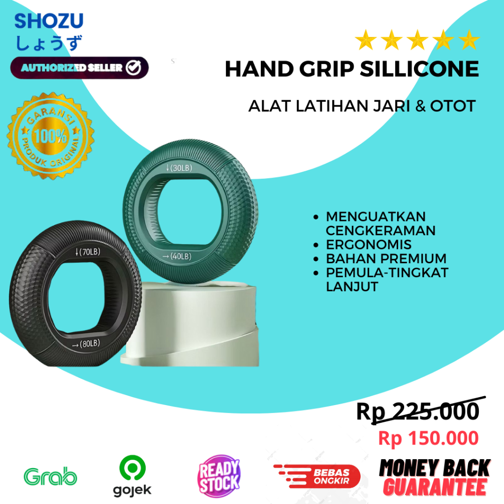 SHOZU Hand Grip Silicone 20-80LB Silicone Grip Ball | Alat Latihan Jari & Otot Tangan Finger Stretch