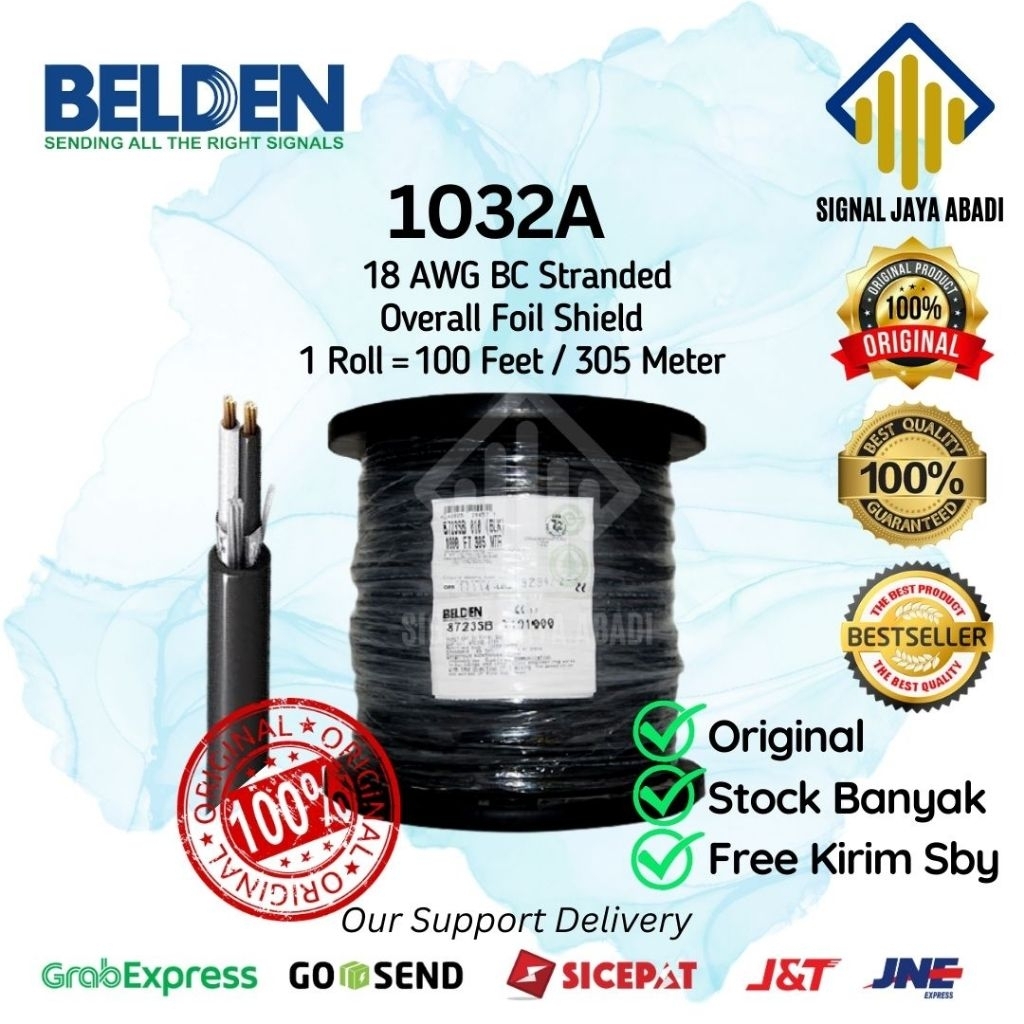 kabel awg 18 belden hitam/ kabel kontrol 18 AWG belden 1032A 305 m
