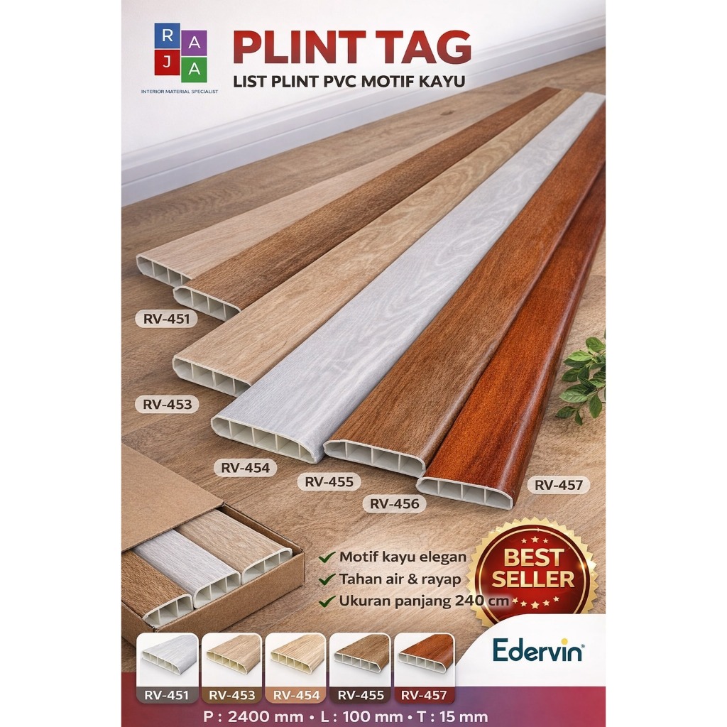 Lis Plint Lantai PVC Panjang 240cm Harga Per Batang Plint Skirting