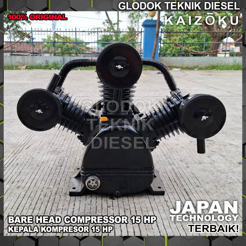 Kaizoku Bare Head Air Compressor 15 HP Kepala Kompresor Angin Headpump Head Pump 15HP Original Terba