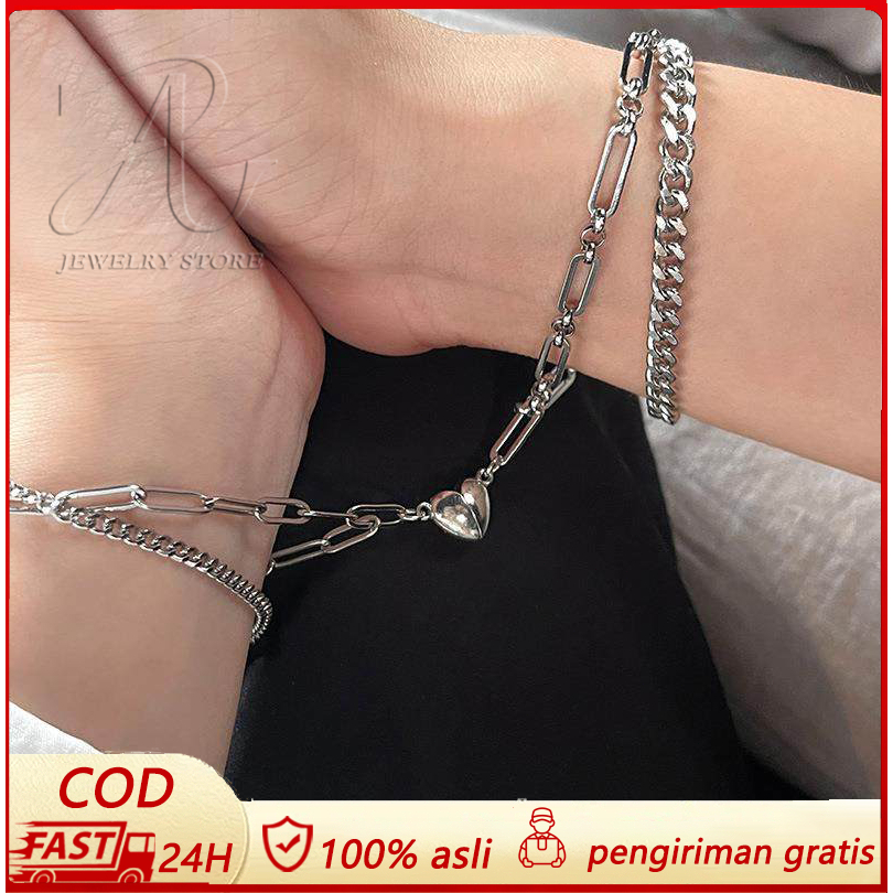 Gelang Hati Berlapis Magnetik yang Membuat Hati Berdebar Desain Sederhana dan Minimalis untuk Pasang
