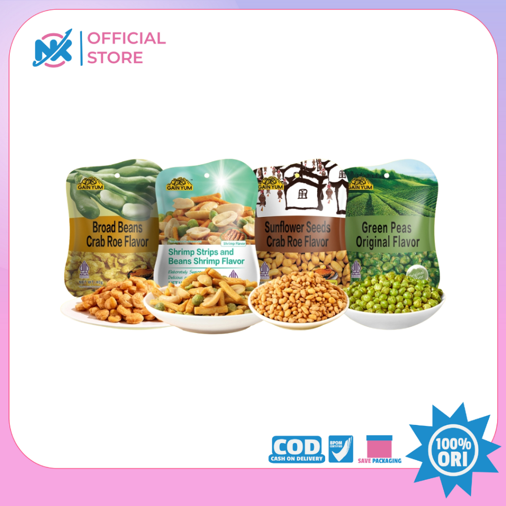 Gain Yum - Mix Kacang Campur Gain Yum Kacang Koro Crab Roe Kuaci Crab Roe dan Polong 40g