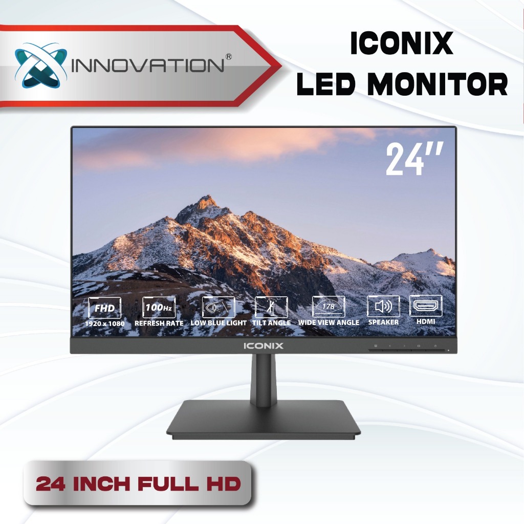LED Monitor Iconix 24 Inch IPS | Layar Jernih Wide View | Tilt Angle | Monitor Kantor & Gaming
