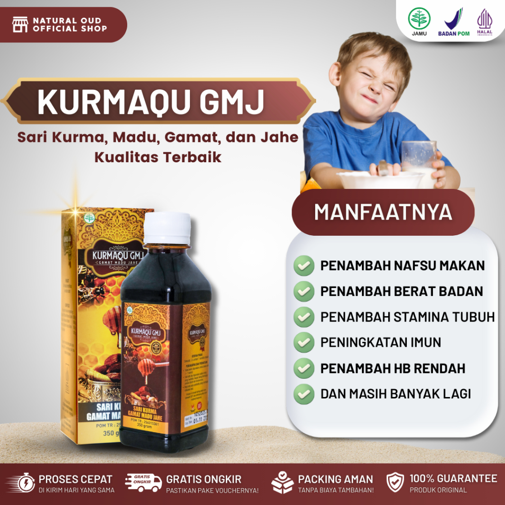KurmaQu Sari Kurma Madu Herbal Sirup Penggemuk Badan Vitamin Penambah Nafsu Makan Anak dan Dewasa