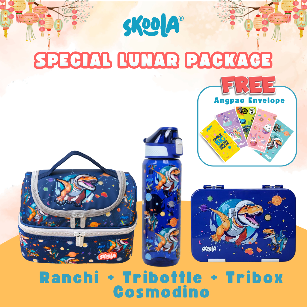 Skoola Tas Bekal Kotak Makan Dan Botol Minum Anak Perempuan Laki Set BPA Free- Ranchi