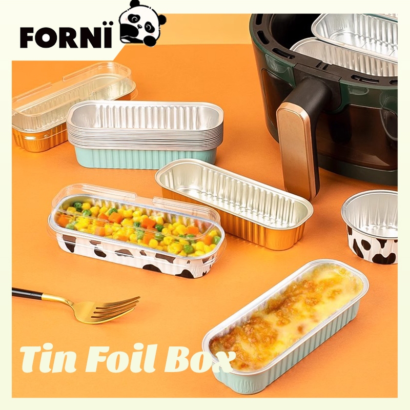 Tray Alumunium Foil Persegi Panjang + Tutupan Mika 200ml / Mika Dessert / Mika Aluminium Oven