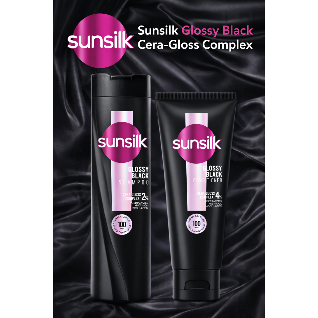 Paket Sunsilk Shampoo + Conditioner Black Shine 160ml - Rambut Hitam Berkilau