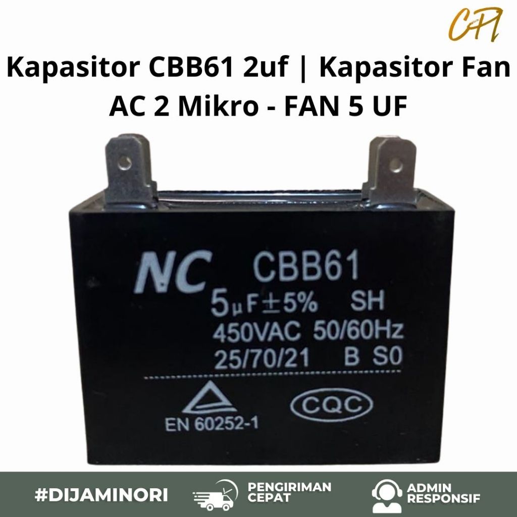 Kapasitor CBB61 2uf | Kapasitor Fan AC 2 Mikro - FAN 5 UF