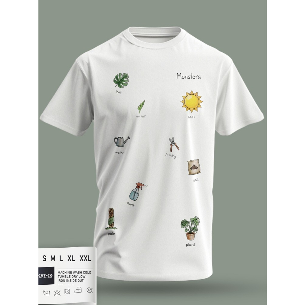 T-Shirt / Baju Kaos Tanaman Monstera Variegata Doodle