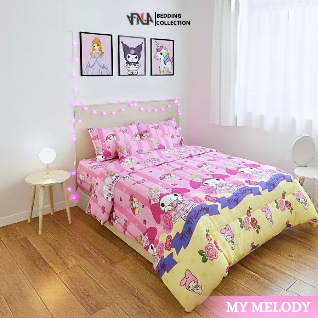 [GIRLS SERIES] Bedcover Set Sprei Motif Karakter Anak Perempuan Lucu Ukuran Kasur Single-Extra KIng