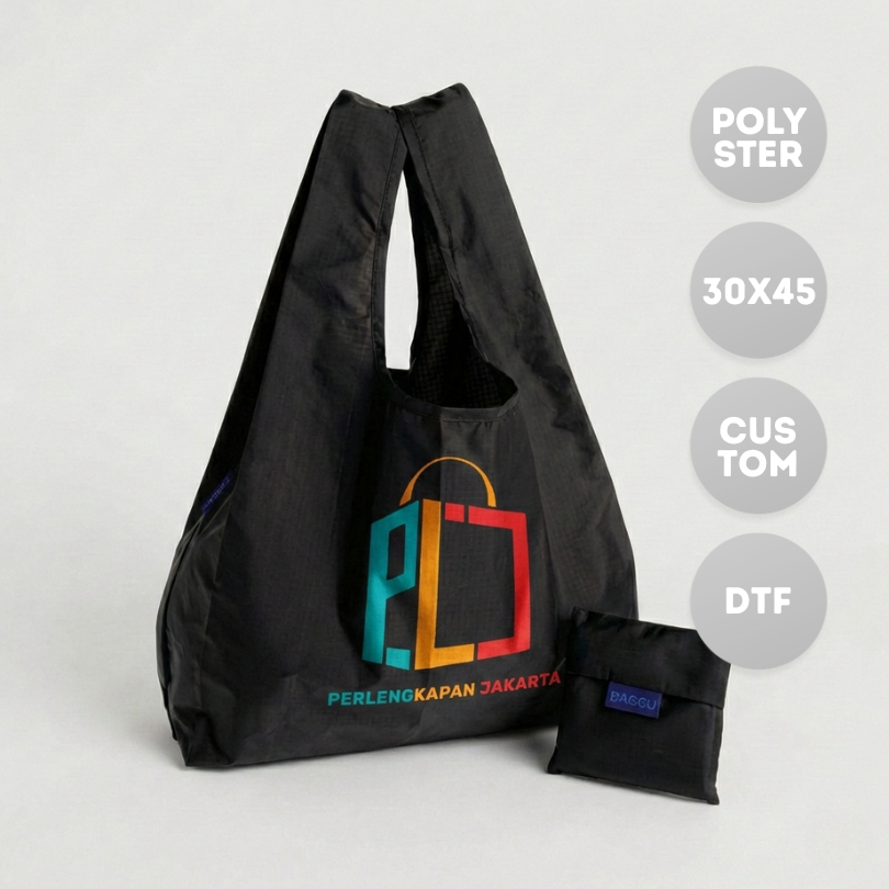 Tas Supermarket Baggu Bagcu Custom DTF Full Warna Modis Lipat Praktis Tas Belanja Shopping Bag Jinji