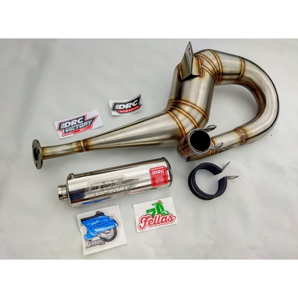Knalpot Vespa Buang Kanan DRC Victory full stainless original DRC Racing