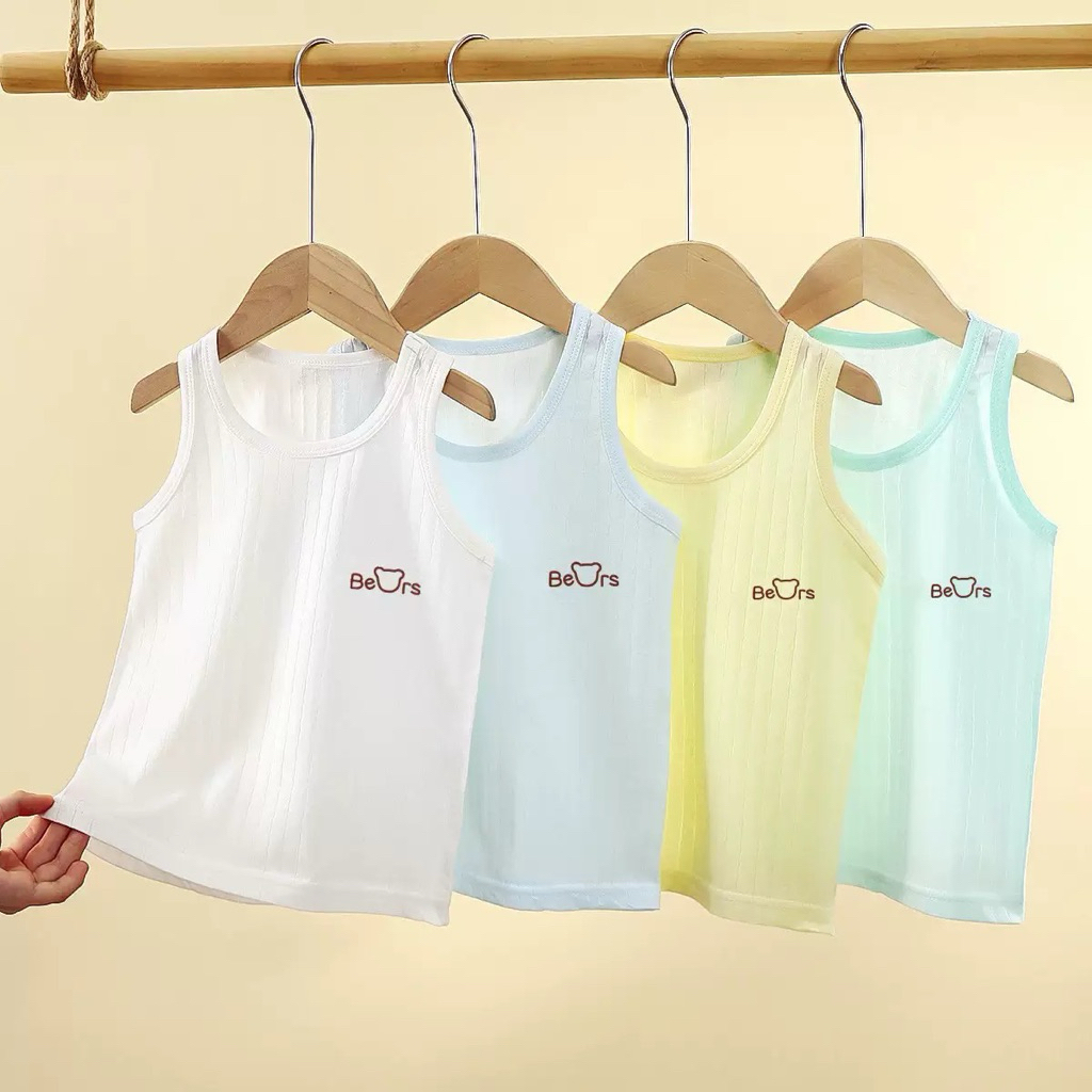 Baju Singlet Anak Katun Cowok/Cewek  Kaos Dalam Anak Adem Warna Pastel