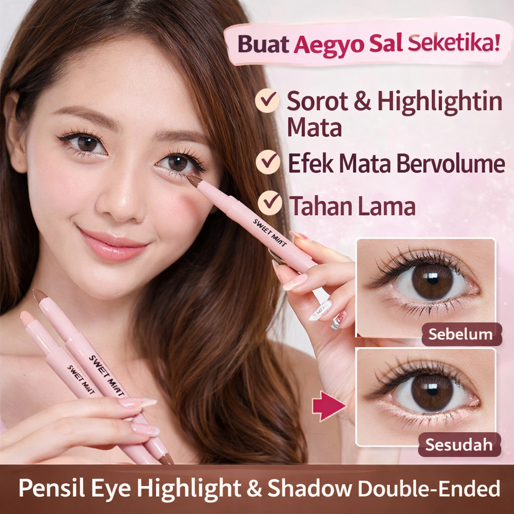 Glitter Halus Tahan Lama- Pensil Mata 2 Ujung Highlighter & Kontur / Double Tip Pensil Aquarelle / C