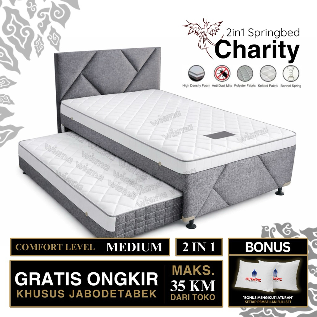 Kasur 2in1 2 in 1 Springbed Olympic New Charity [Fullset] 100x200 120x200 / Kasur Anak / Kasur Tingk