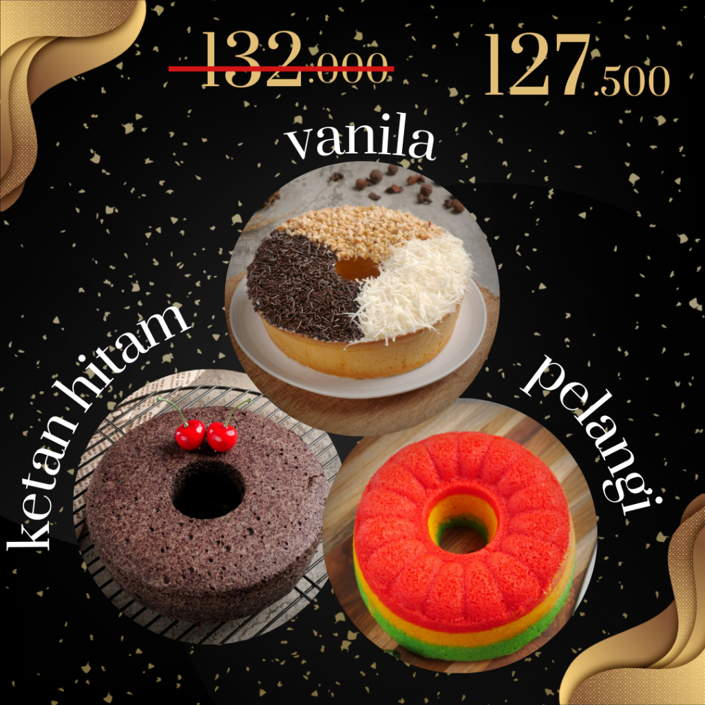 Paket Isi 3 Box Bolu Ketan Hitam Kukus / Kue Bolu Vanila / Bolu Kukus Pelangi