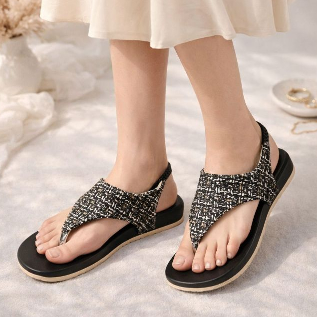 Yellow Daisi Sandal Wanita Jepit Tali Belakang Model Kain Empuk Anti Slip Trendy Elegan Kekinian