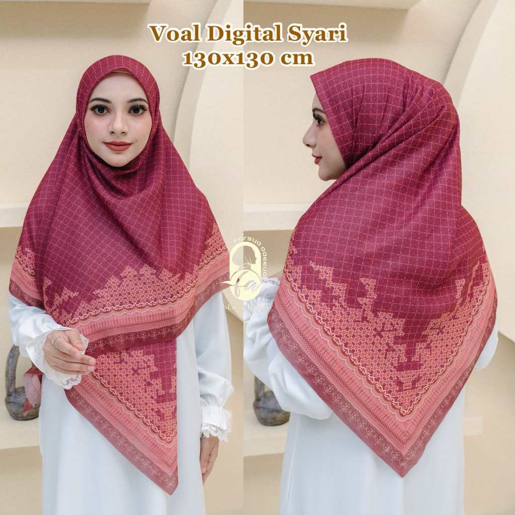 Hijab Voal Segi Empat Jumbo Motif Syari / Voal Denay Series altha hijab / Bisa Seragaman