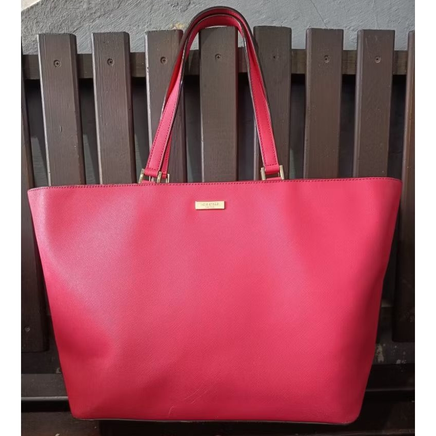 KS Ori Preloved Tote Besar Merah Wanita Tas Jinjing / Pundak