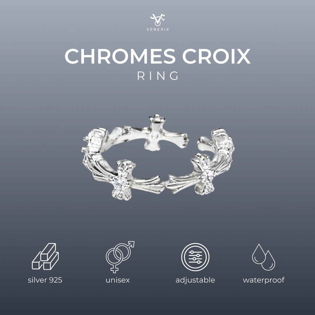 S925 CHROMES CROIX RINGS CINCIN ALLSIZE ADJUSTABLE PREMIUM MEWAH ELEGANT
