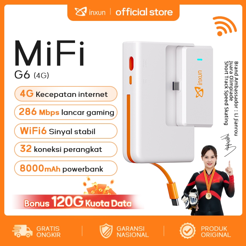 COD G6 PocketWifi Powerbank modem wifi all operator 4Gmifi XinXun Wifi6 modem portable kartu telkoms