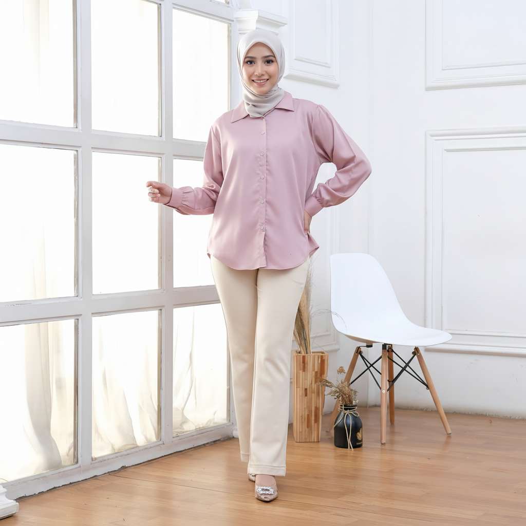 kemeja Wanita Jumbo Katun Toyobo Premium  - Blouse Polos Adem Standart & Jumbo