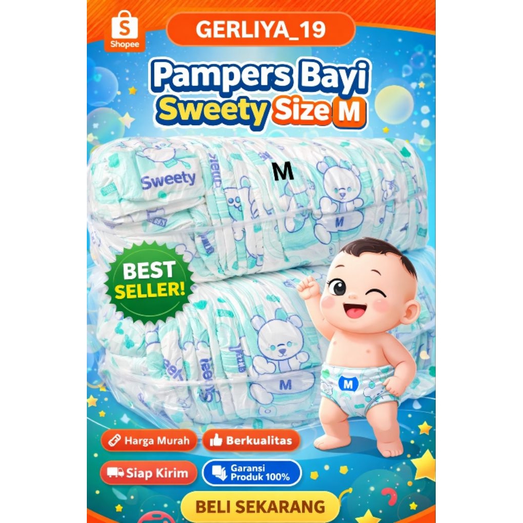 Pampers bayi Sweety / Huggies repack isi 50 pcs ( Ukuran M )