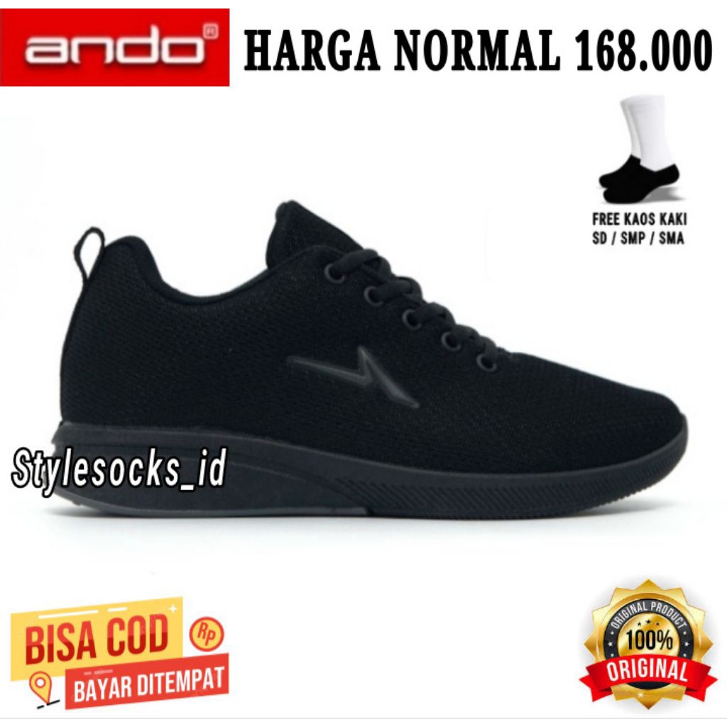 SEPATU SEKOLAH ANDO HITAM PUTIH / PROMO SEPATU ANDO ORLIN ORIIGINAL 100%