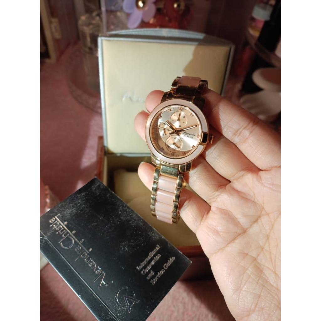 dijual jam alexandre christie warna pink