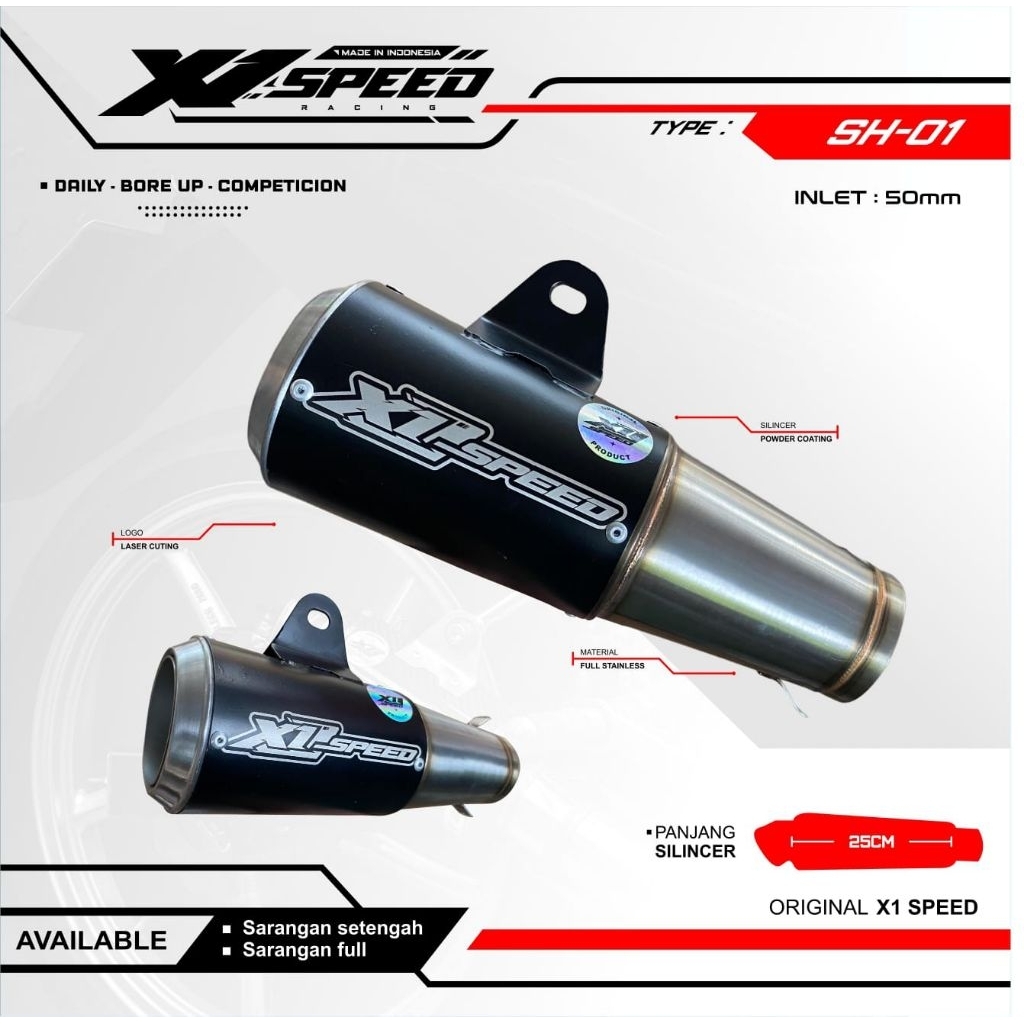 Silincer Only Silinser racing Black coating Original X1 SPEED Cilinser knalpot