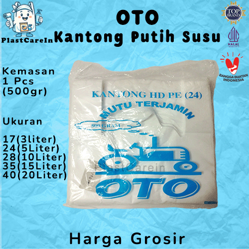 Kantong Plastik Putih Susu OTO Tebal uk 17,24,28,35,40 500gr