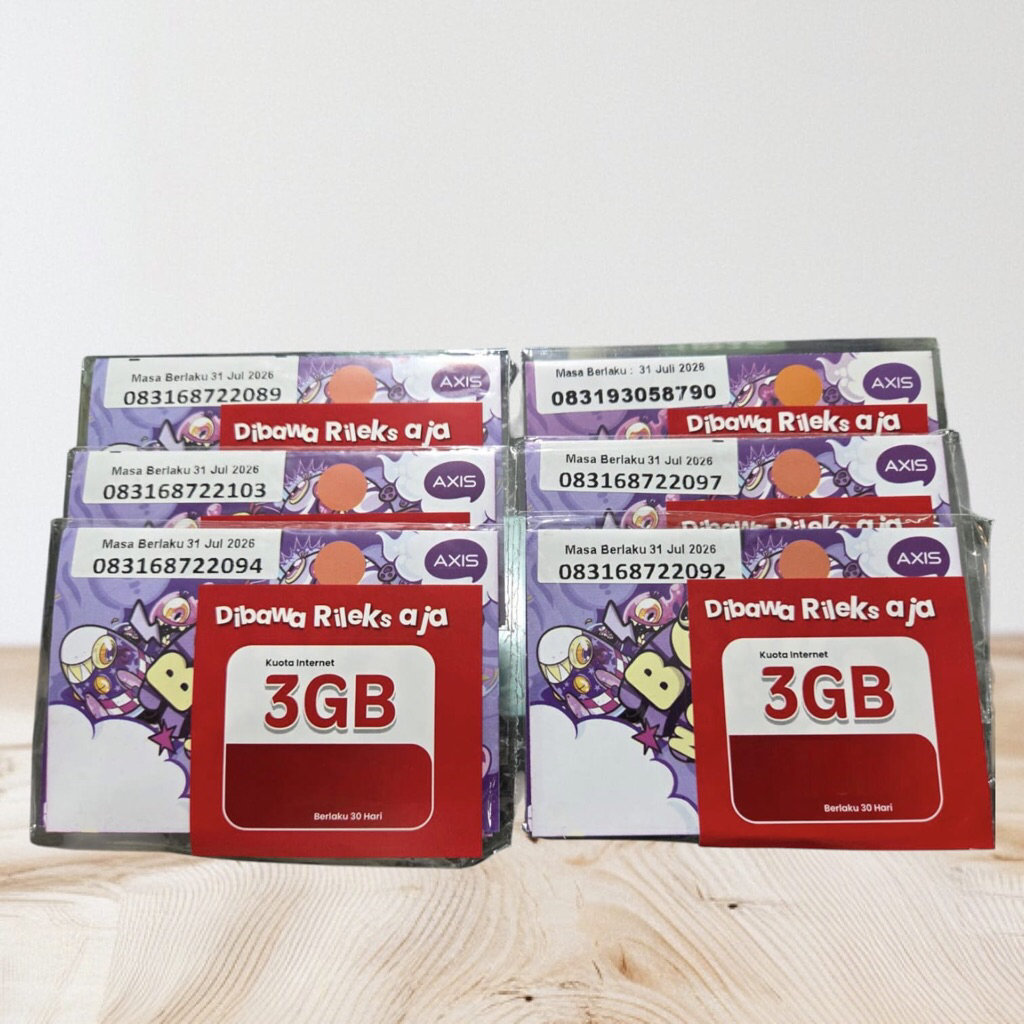 KARTU PERDANA AXIS 3GB SEGEL MASA BERLAKU PAKET 30 HARI