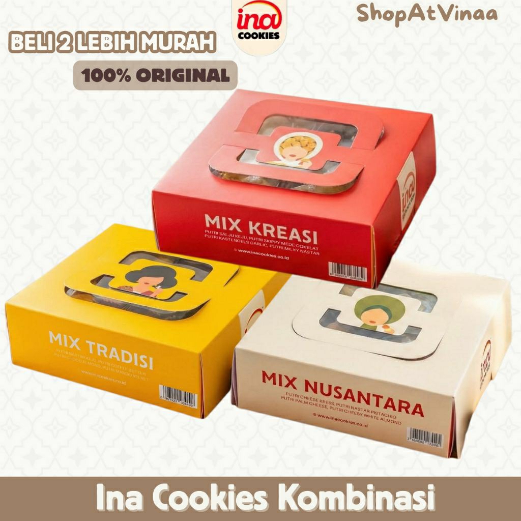 Ina Cookies Kombinasi 4 Varian dalam satu Box Mix Kue Kering
