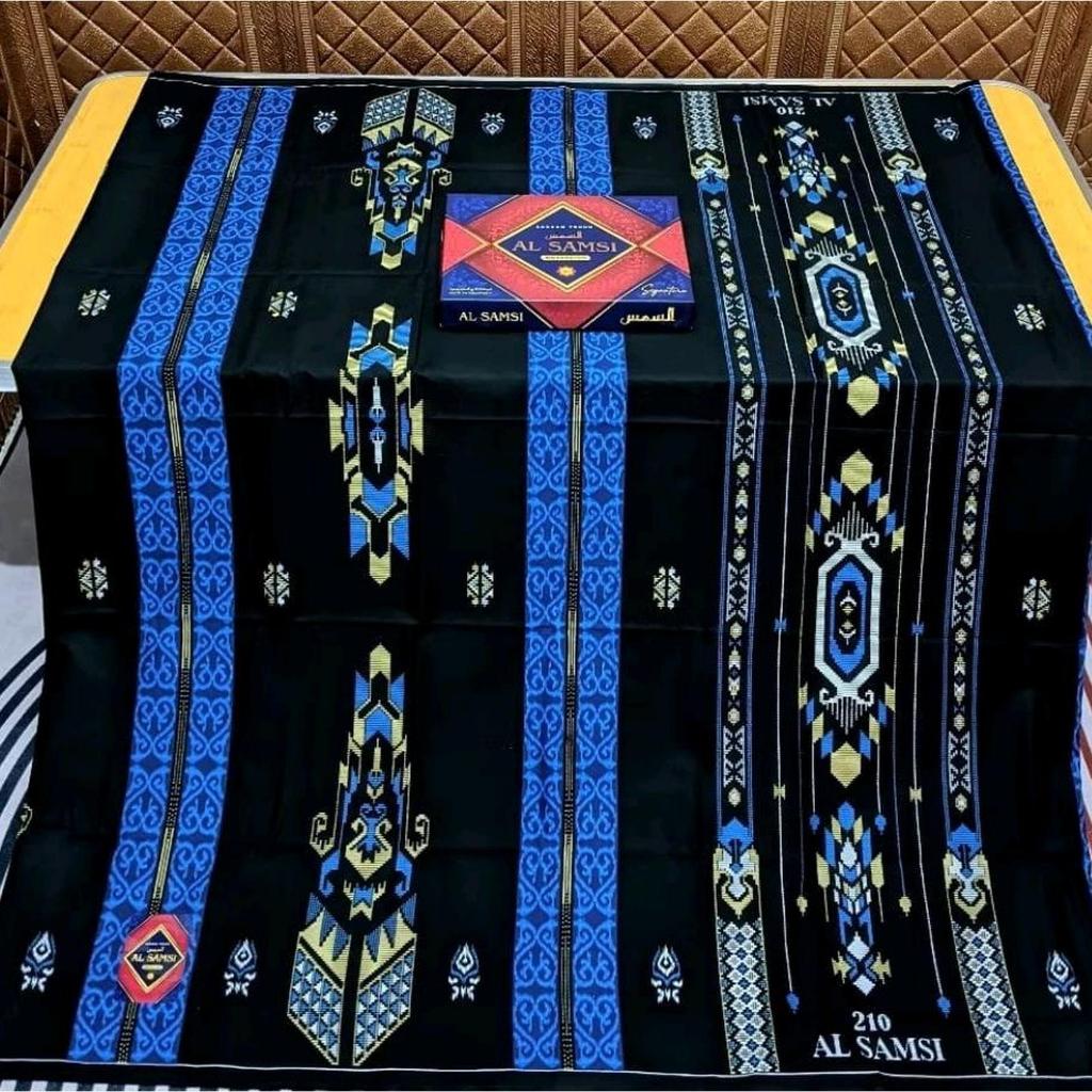 Promo Ramadhan Sarung Al Samsi 210 Signature Black Edition Motif SGE Tumpal Sarung tenun katun pria