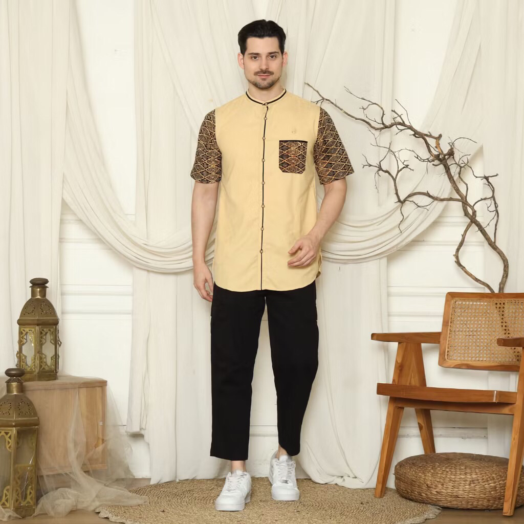 Baju Koko Fatih. Baju koko pria Lengan pendek Hybrid