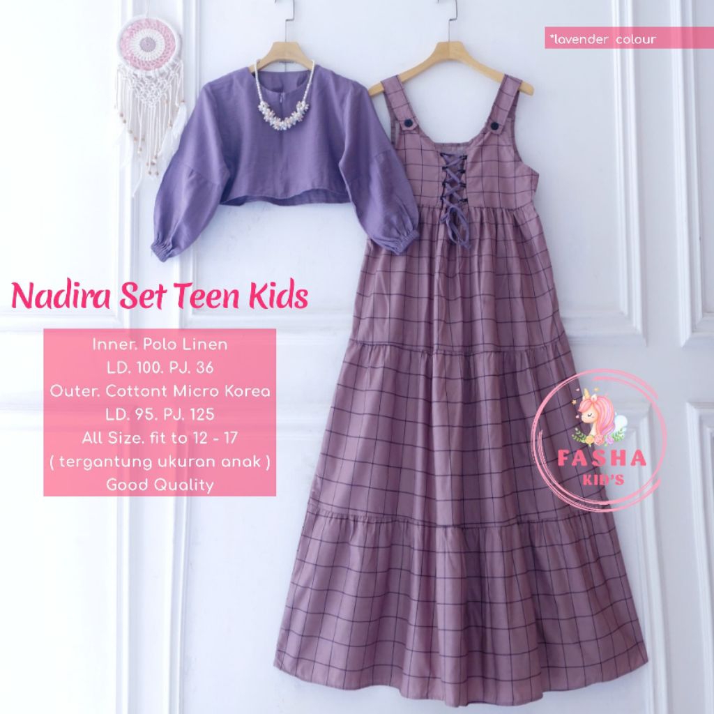 Baju Anak Perempuan Nadira Set Teen Kids Baju Setelan Anak Remaja Perempuan 12-17 Tahun Inner Polo L