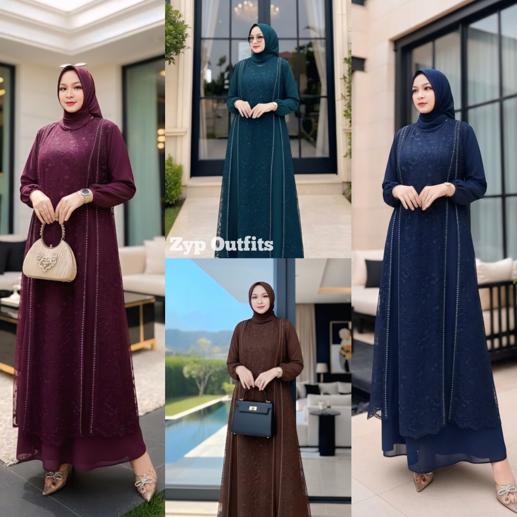 ZYP | AZARIA DRESS CERUTY BABYDOLL PLUS BRUKAT MIX SWAROVSKI MAHOGANY TERBARU 2026