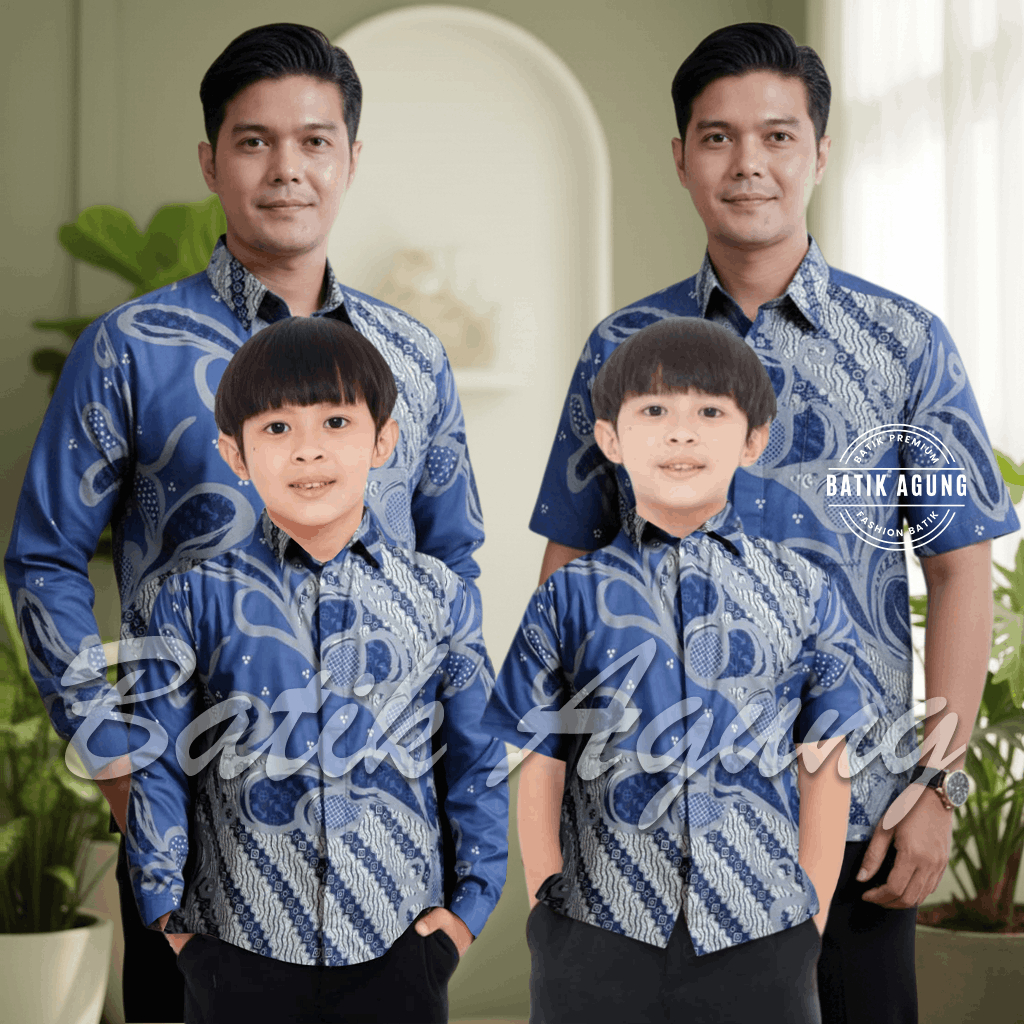Baju Couple Batik Sarimbit Keluarga Seragam Kondangan Hajatan Lebaran Ayah dan Anak Modern Terbaru