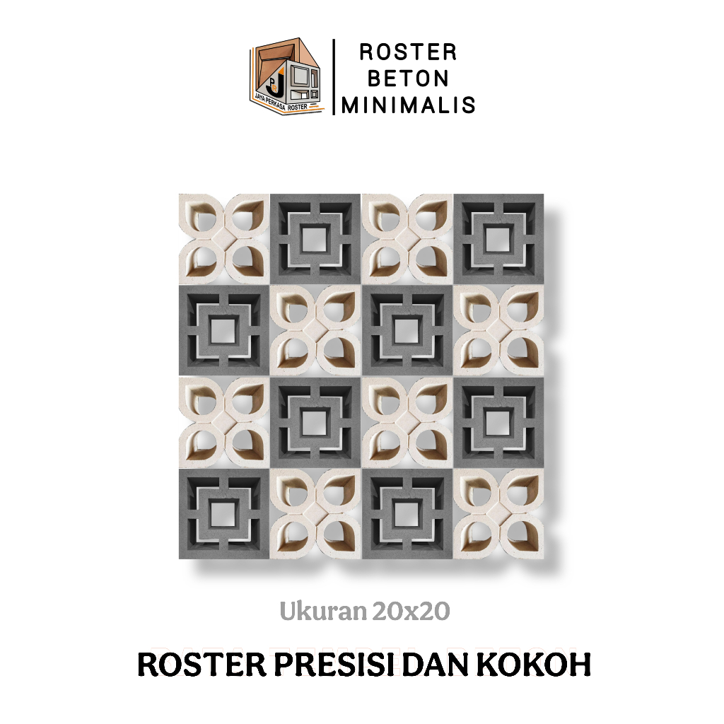 Roster Beton Minimalis - | Loster Putih | Mdel Best Seller, Ukuran 20 x 20, Ventilasi Udara, Nako, T