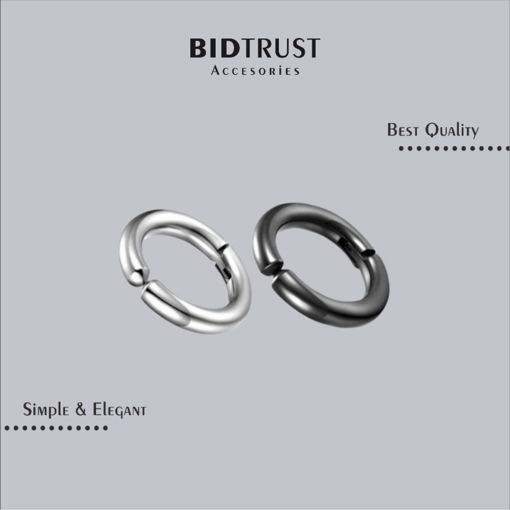 ANTING HOOP JEPIT BULAN TITANIUM ANTI KARAT • Aksesoris Remaja Dewasa Anak Anak Pria Cowok Cowo Laki
