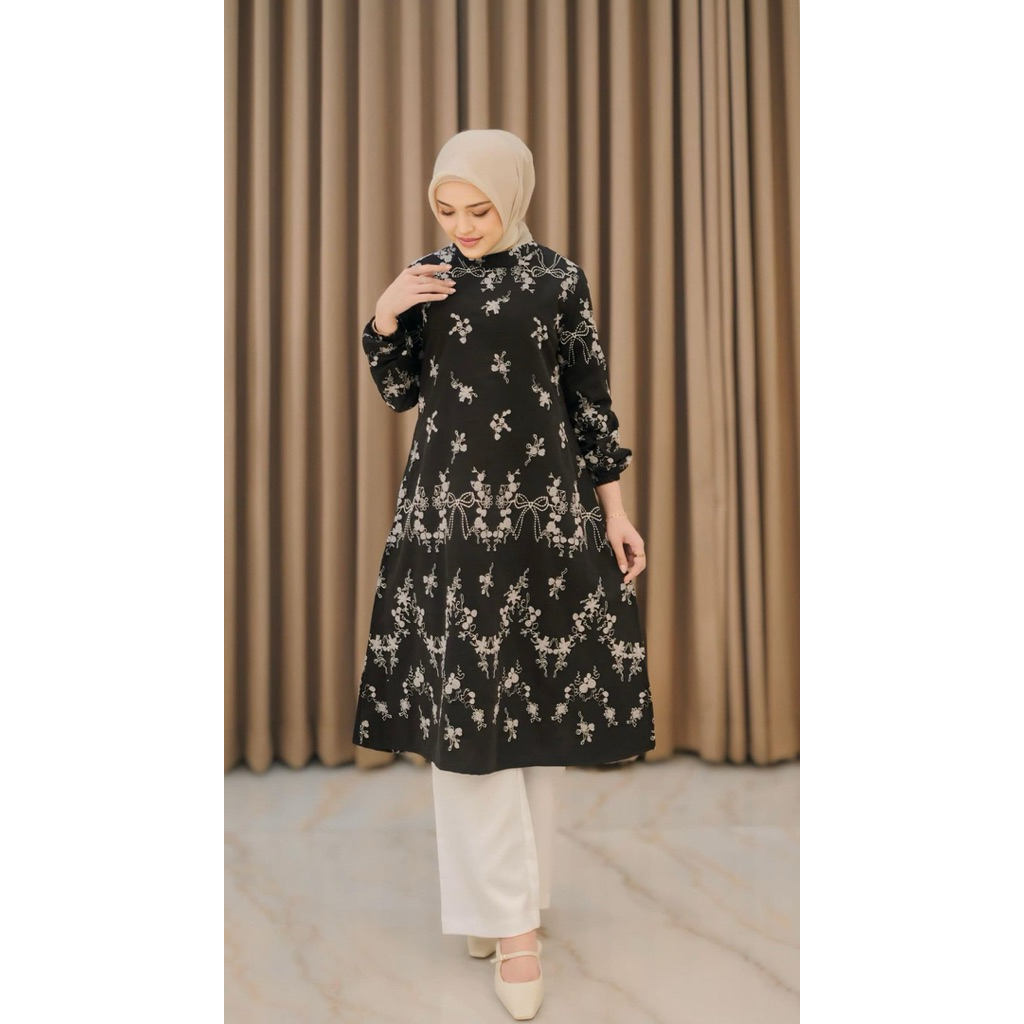 ONESET TUNIK MATERIAL KATUN BORDIR PREMIUM CELANA MATERIAL MARBELLA