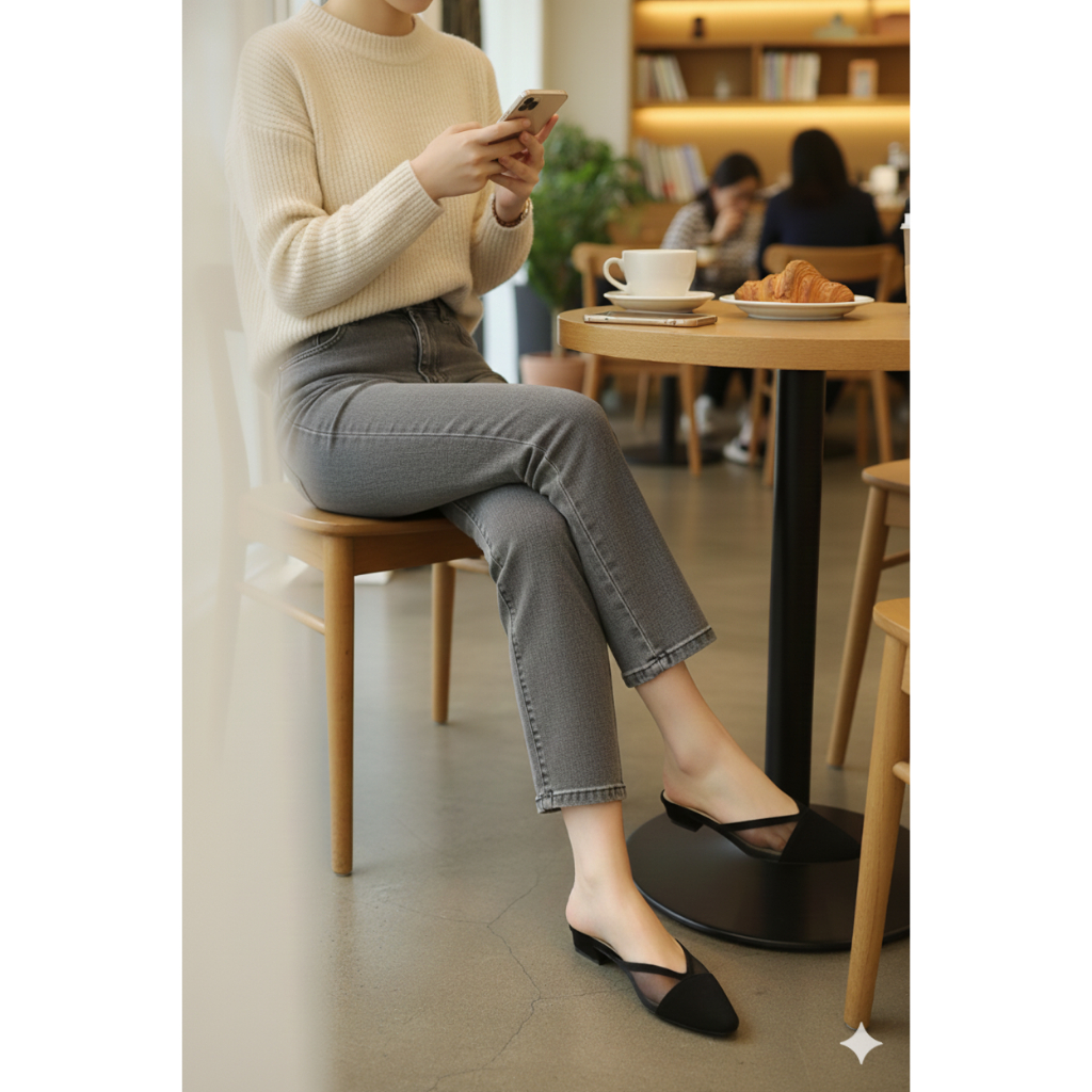 Mishoe - Sepatu Hak Wanita 2cm Azzara Transparan - Black