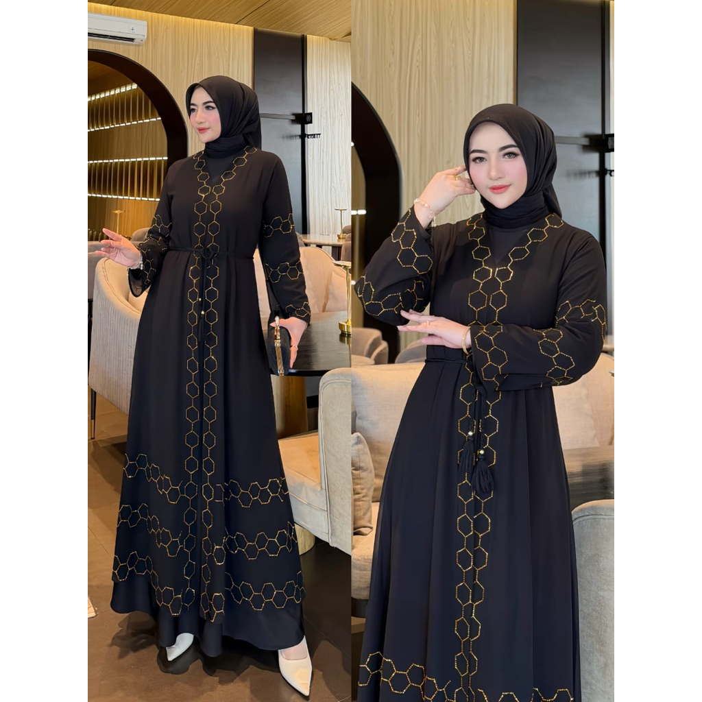 Gamis Abaya Turkey Madu 02 Hitam Abaya Jersey Mix Ceruty Terbaru Gamis Muslimah