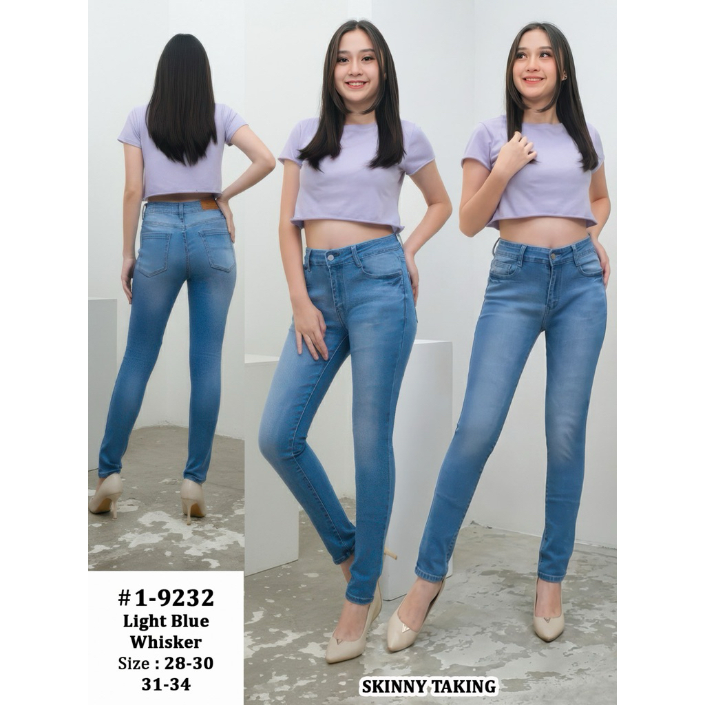 HW ALISSON/ Celana Pensil Hw Light Blue Whisker Softjeans Stretch Miss 2000