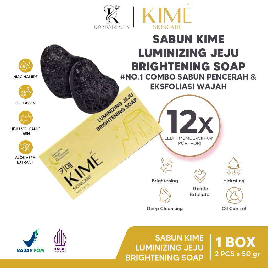 KIME SKINCARE Sabun Kime Pemutih Luminizing Jeju Brightening Soap 15 gram x 2 Batang Mencerahkan Kul