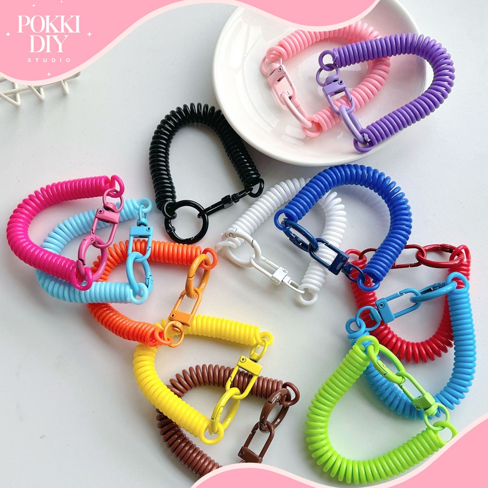 Gantungan Spiral Gantungan Kunci Motor Tali Per Elastis Anti Hilang Serbaguna
