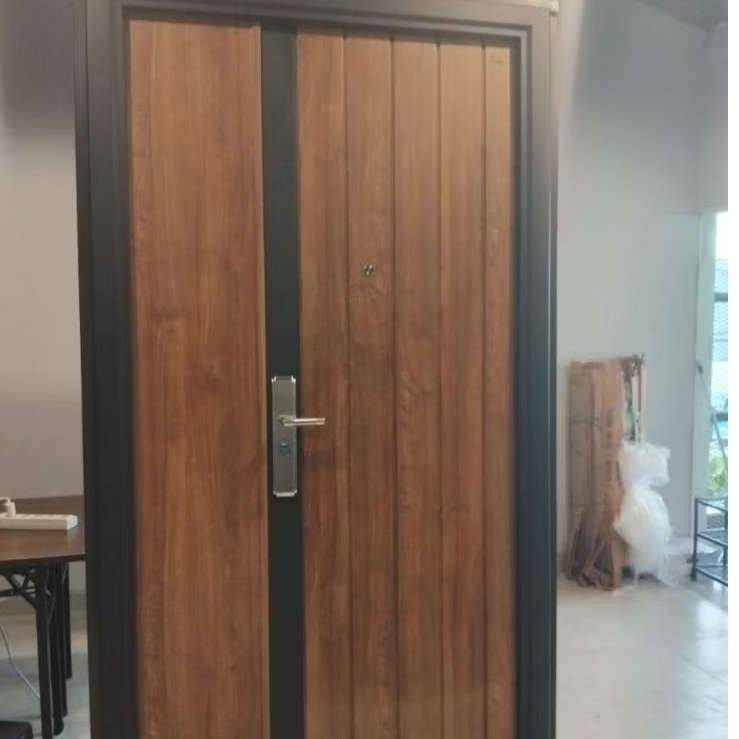 Pintu Baja Fortress JBS Prime 120.02 Mother Son Besar Kecil Motif Garis Urat Kayu Minimalis
