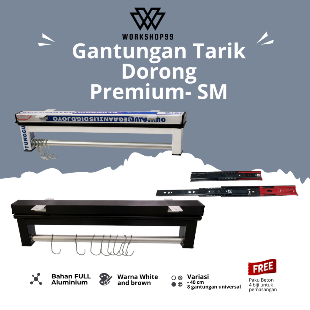 Gantungan panci Full aluminium Rel-SM