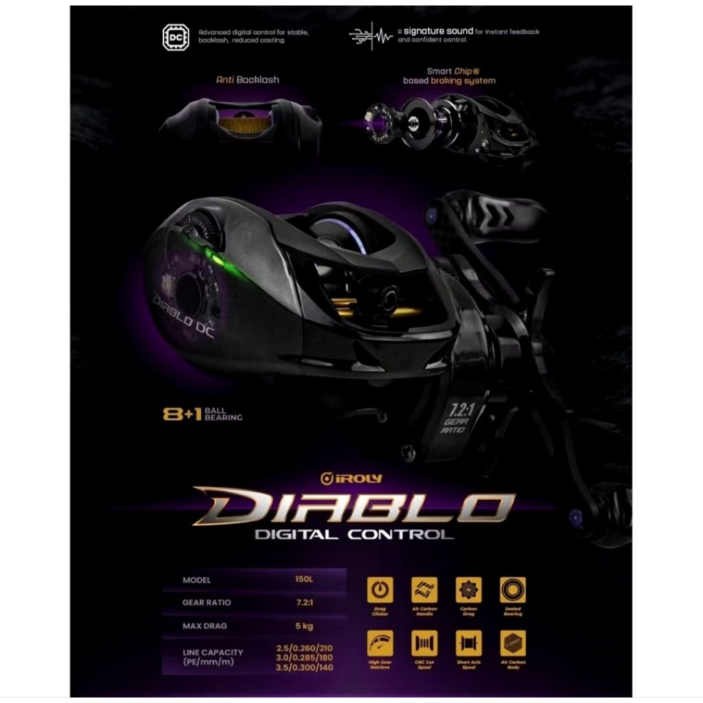 Reel Baitcasting DC Iroly Diablo 150L Digital Control